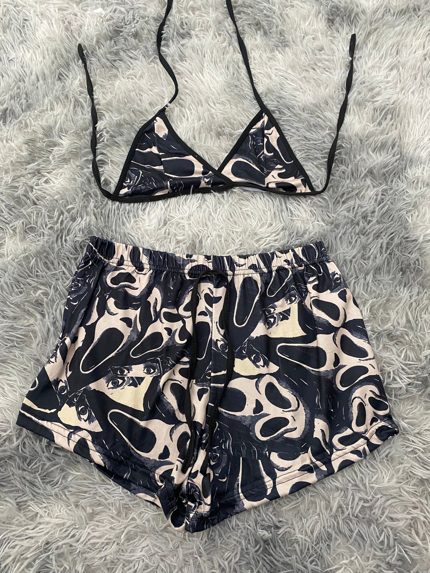 Scream Brown Top & Shorts Set