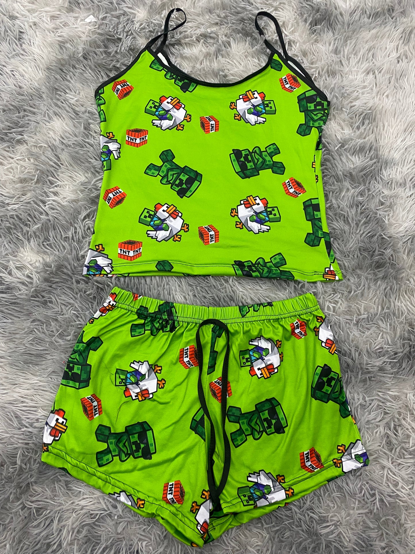 Minecraft Chicken Pajama Top & Shorts Set