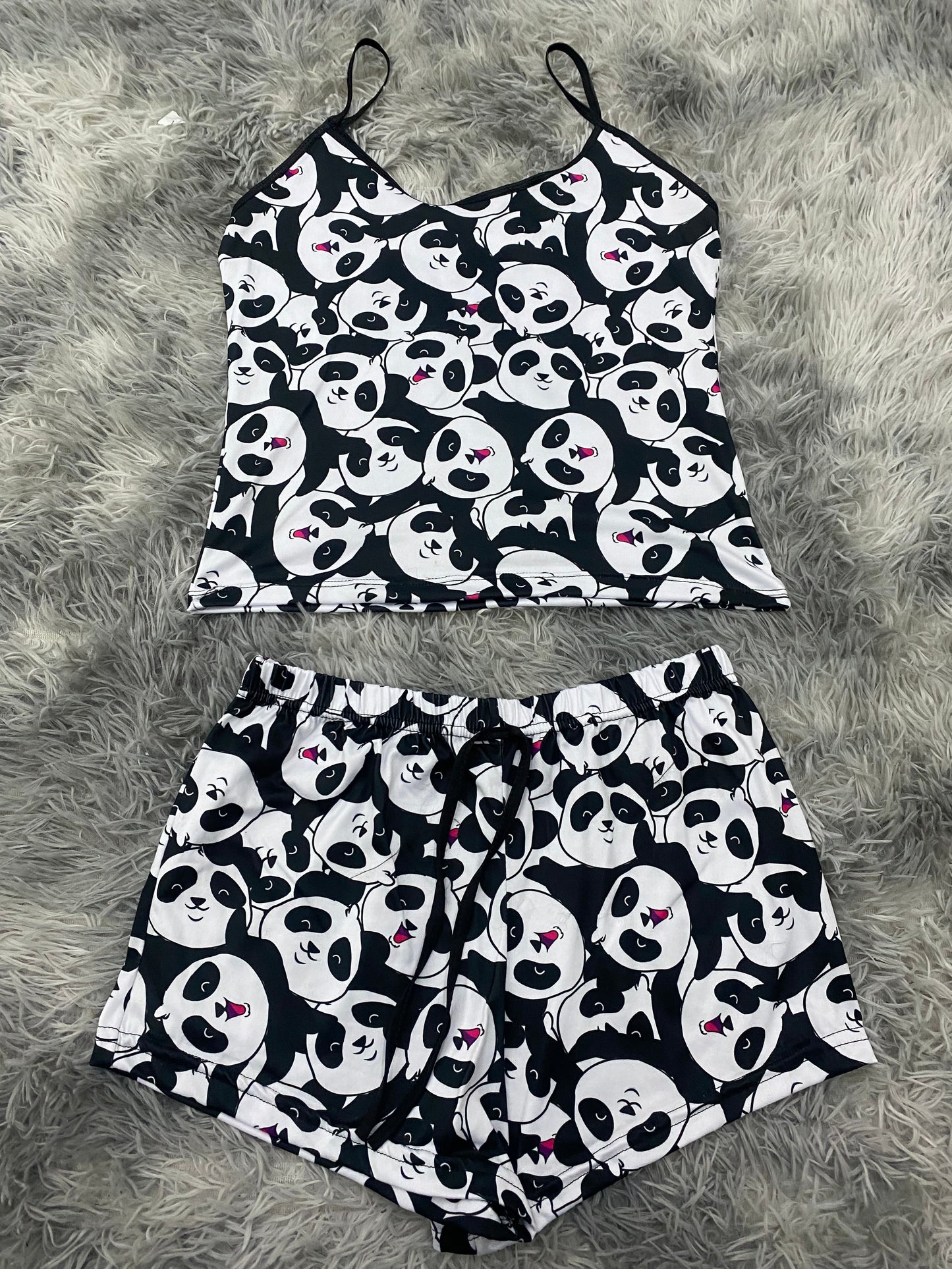 Pandas Pajama Top & Shorts Set