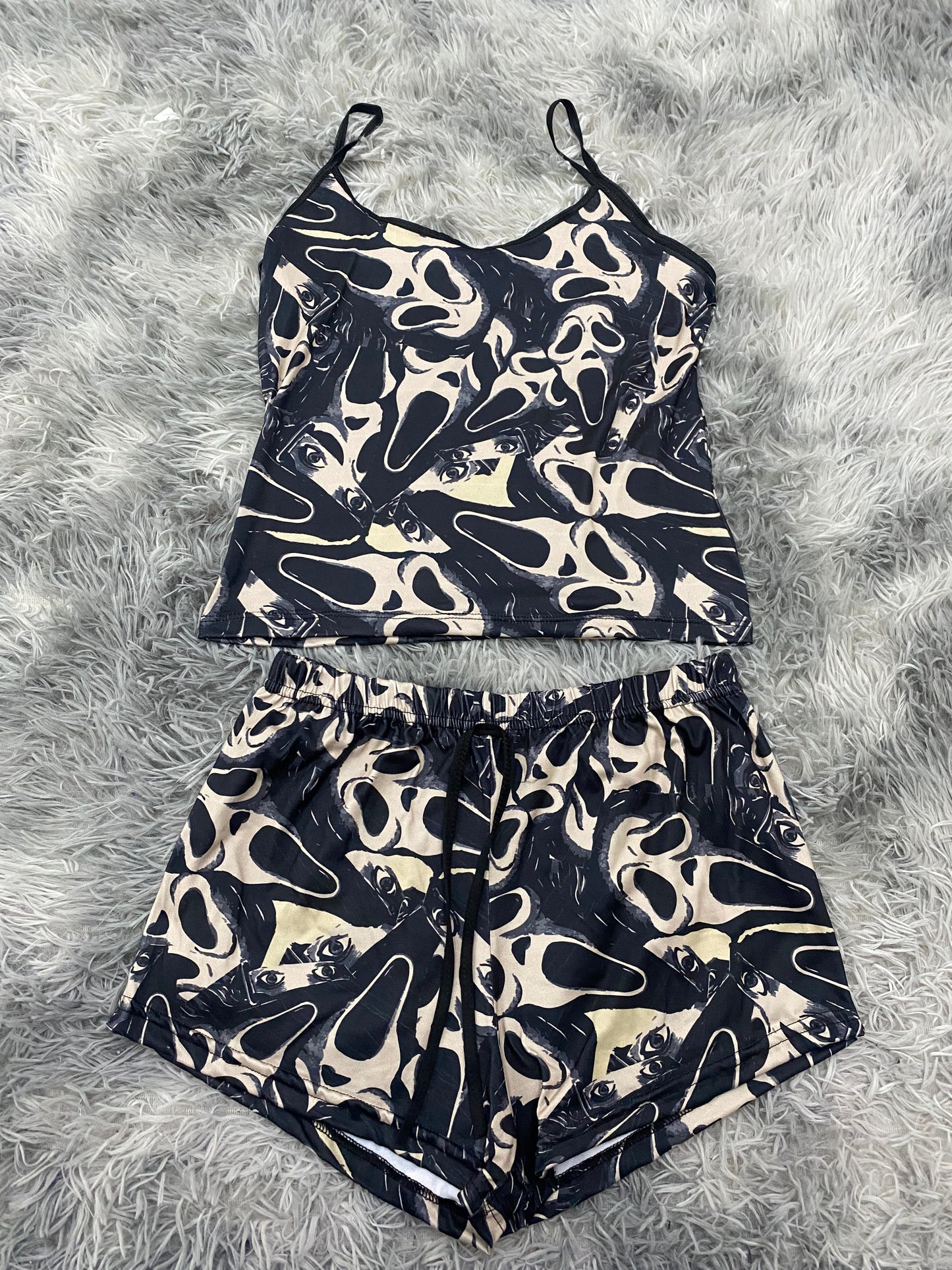 Scream Brown Pajama Top & Shorts Set