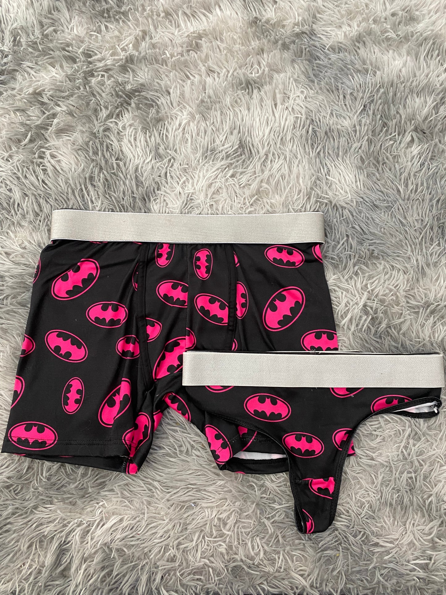Batman Pink Logo Matching Boxer & Thong Set