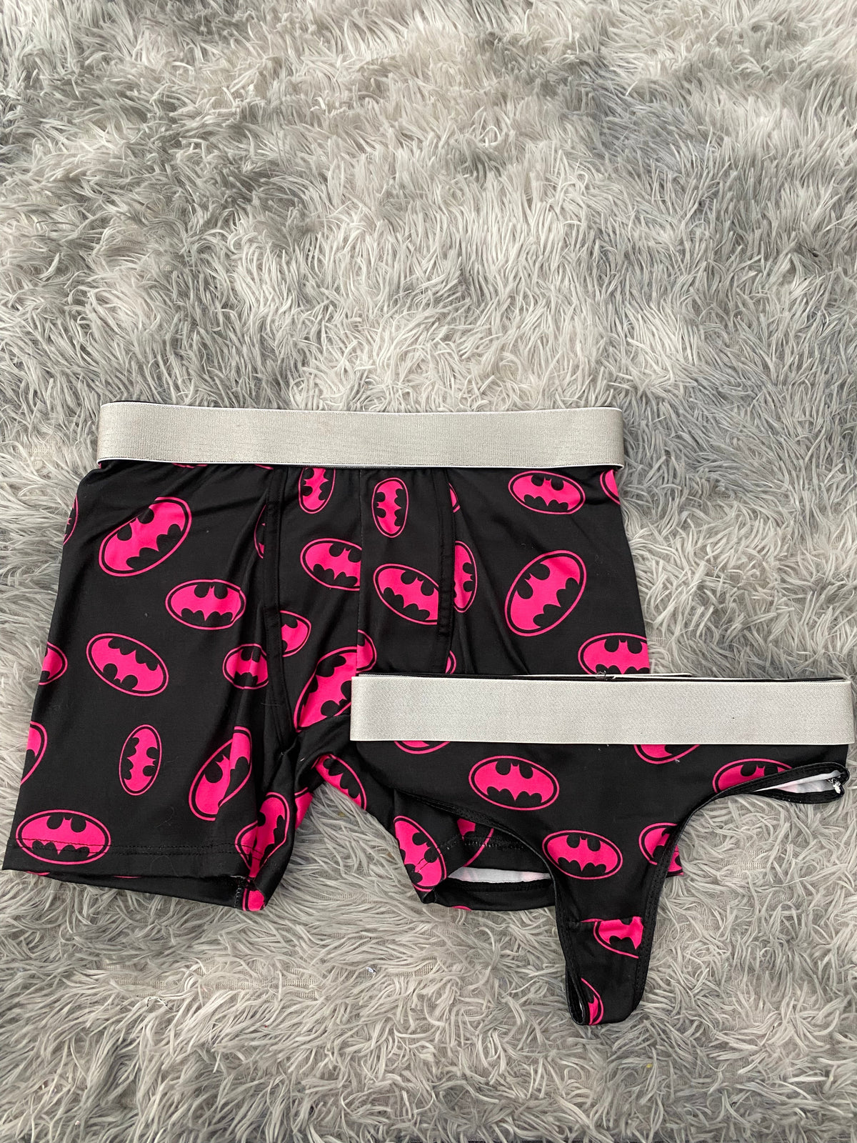 Batman Pink Logo Matching Boxer & Thong Set
