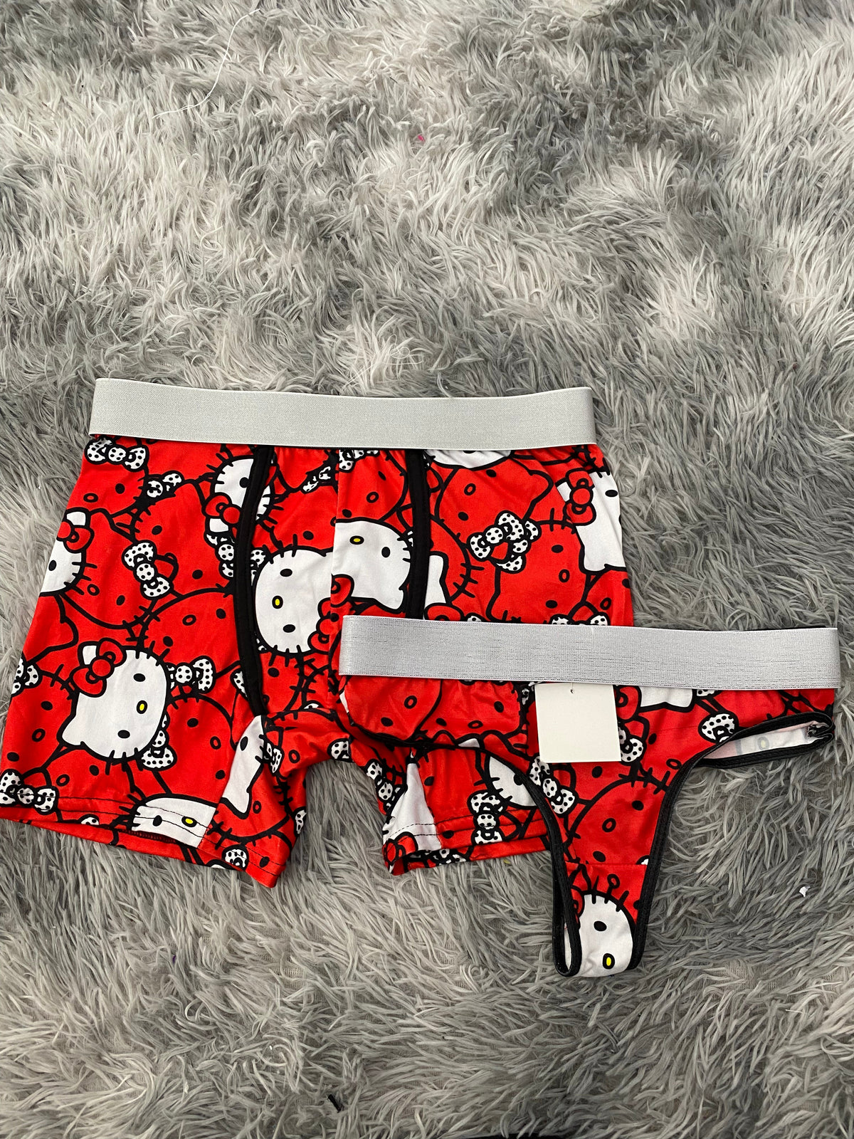 Kitty Red & White Matching Boxer & Thong