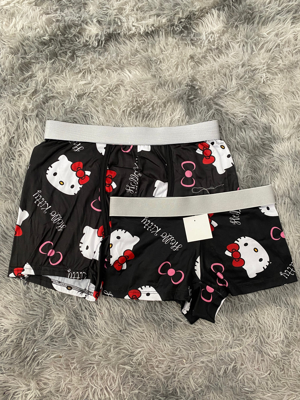 Kitty Bows Black Background Matching Boxers