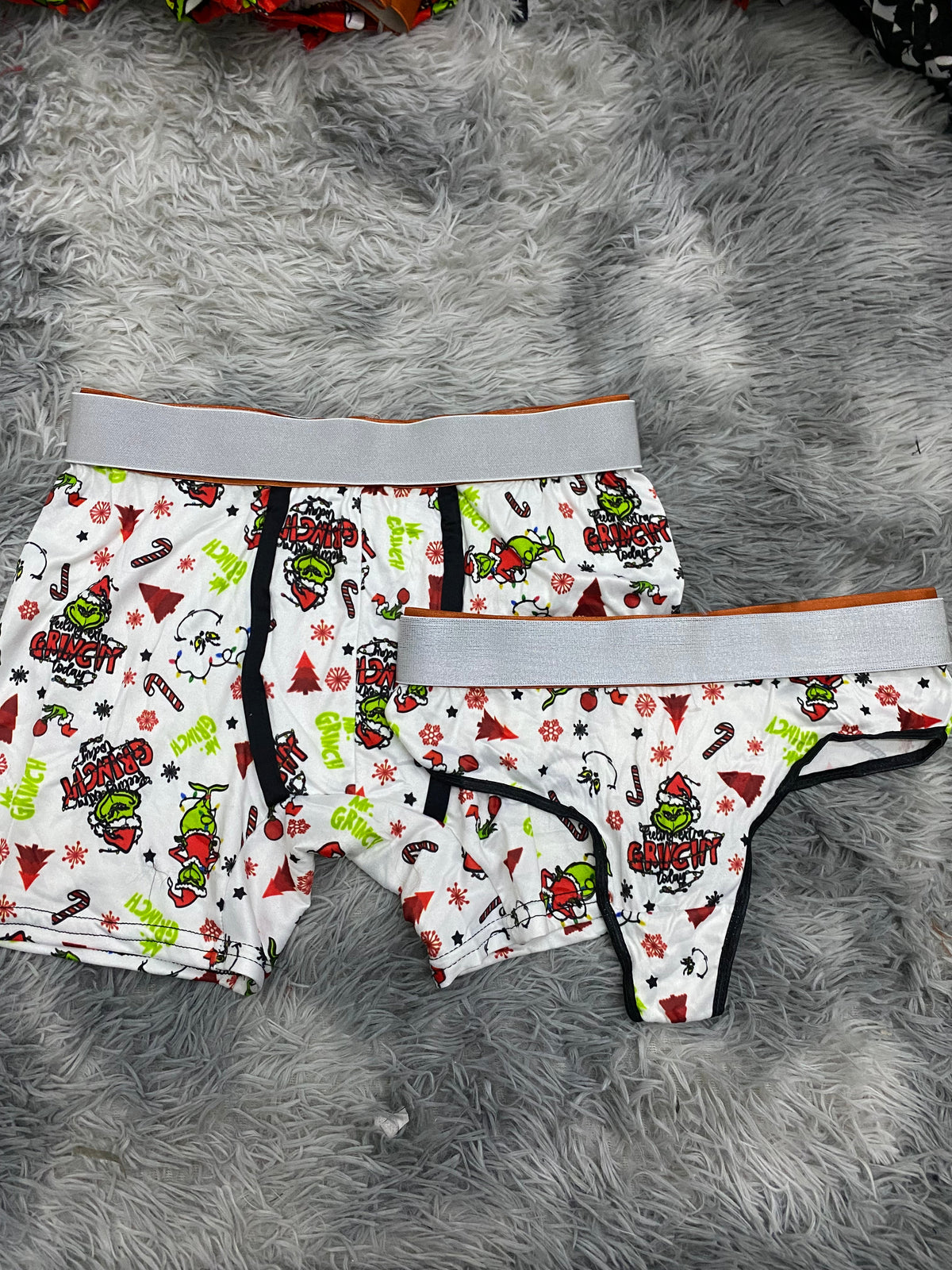 Grinch White Background Duo With Thong