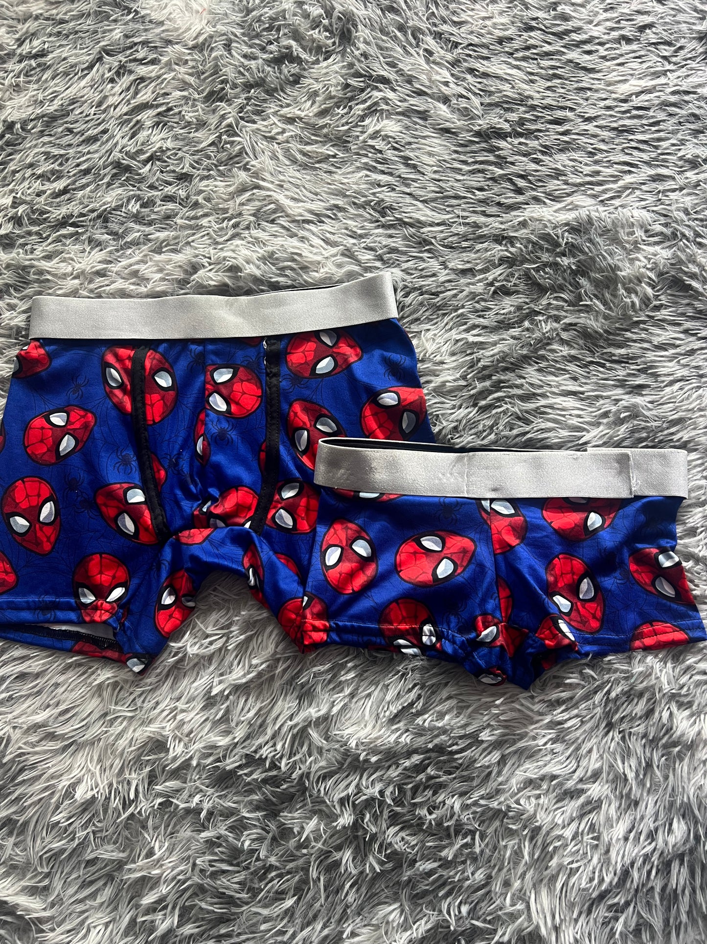 Blue Spider-Man faces Boxer Matching Set for Cozy Movie Nights