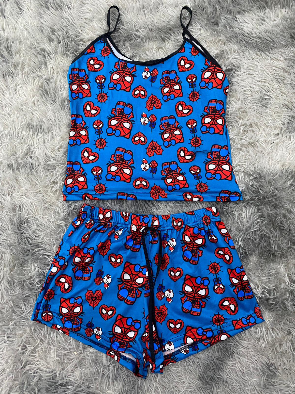 SpiderKitty Blue Background Women's PJ Set - Shorts