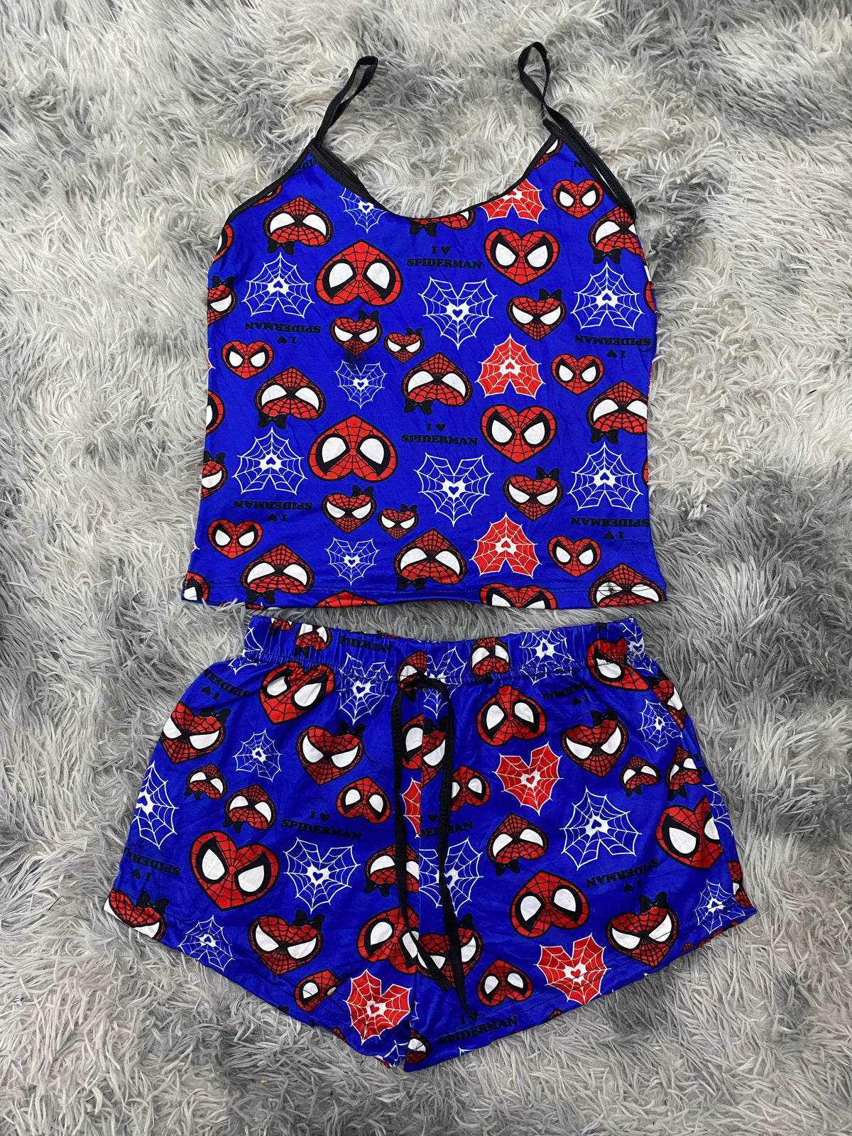 Spidey Hearts Blue Background Dots Women's Pajama Set