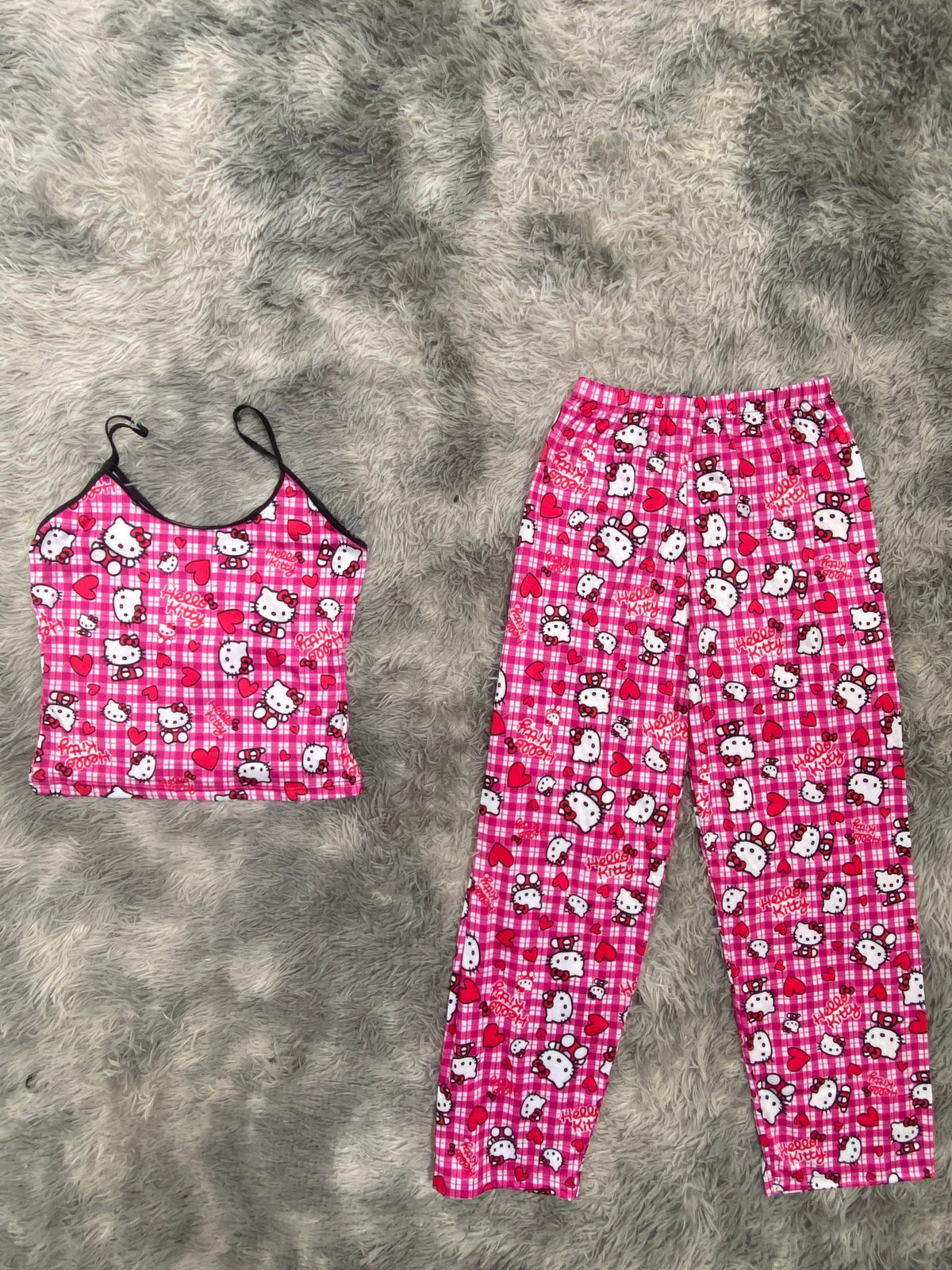 Kitty Plaid White & Pink Women's PJ Set - Pants