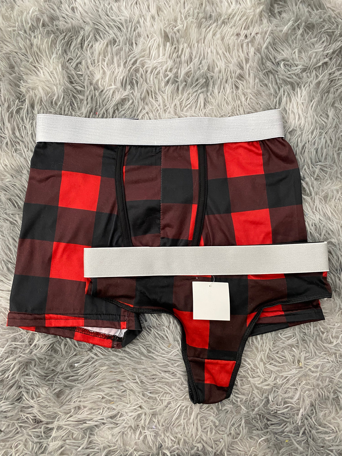 Plaid Red Matching Boxer & Thong