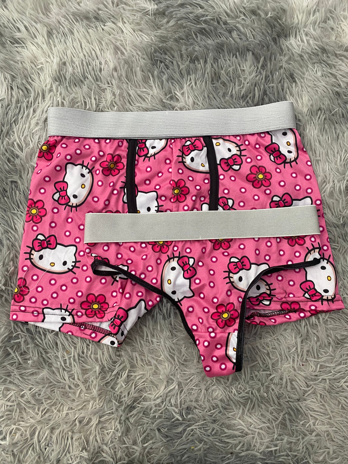 Kitty Dots White Pink Background Duo With Thong