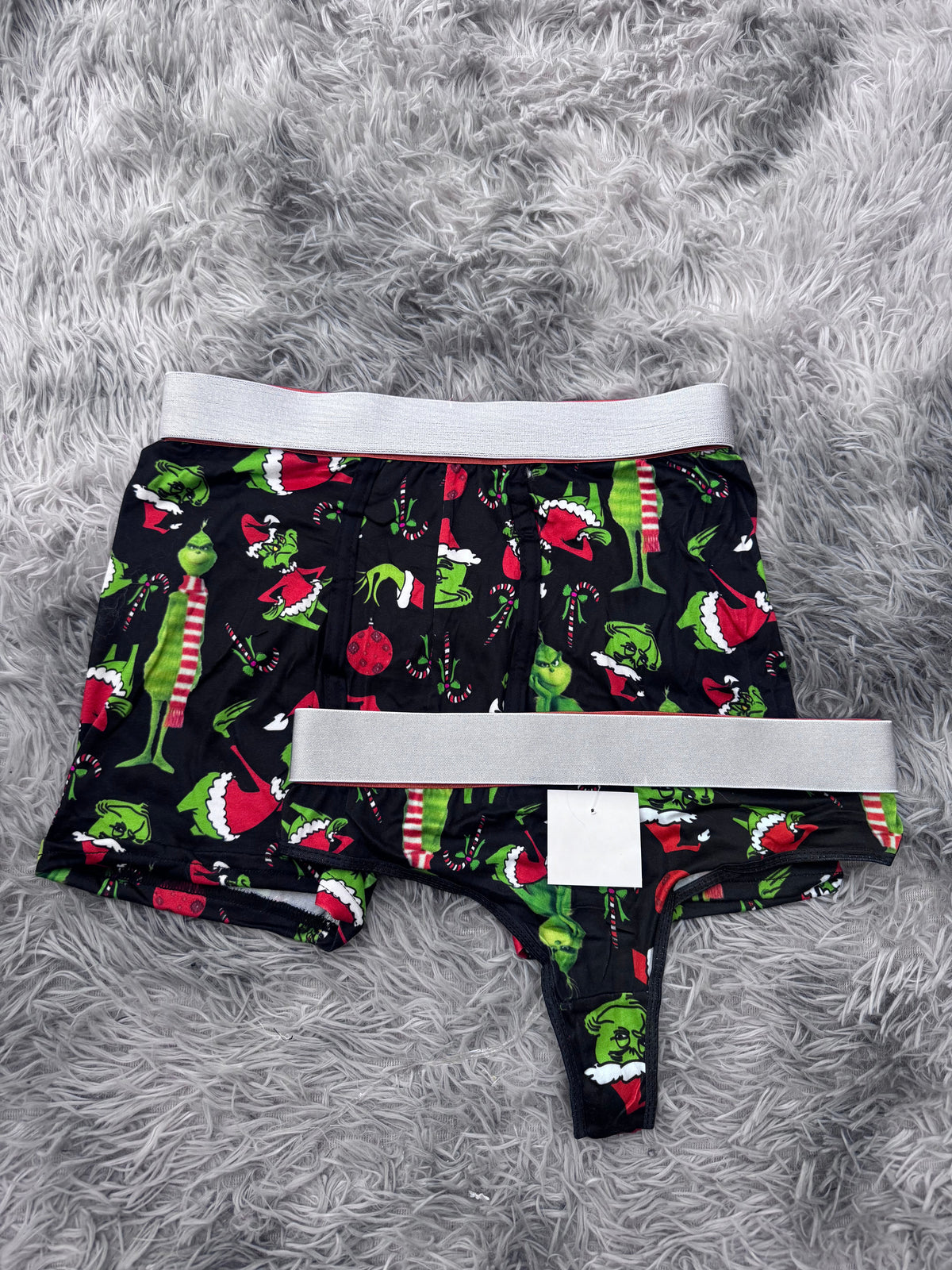 Grinch Black Background Duo With Thong