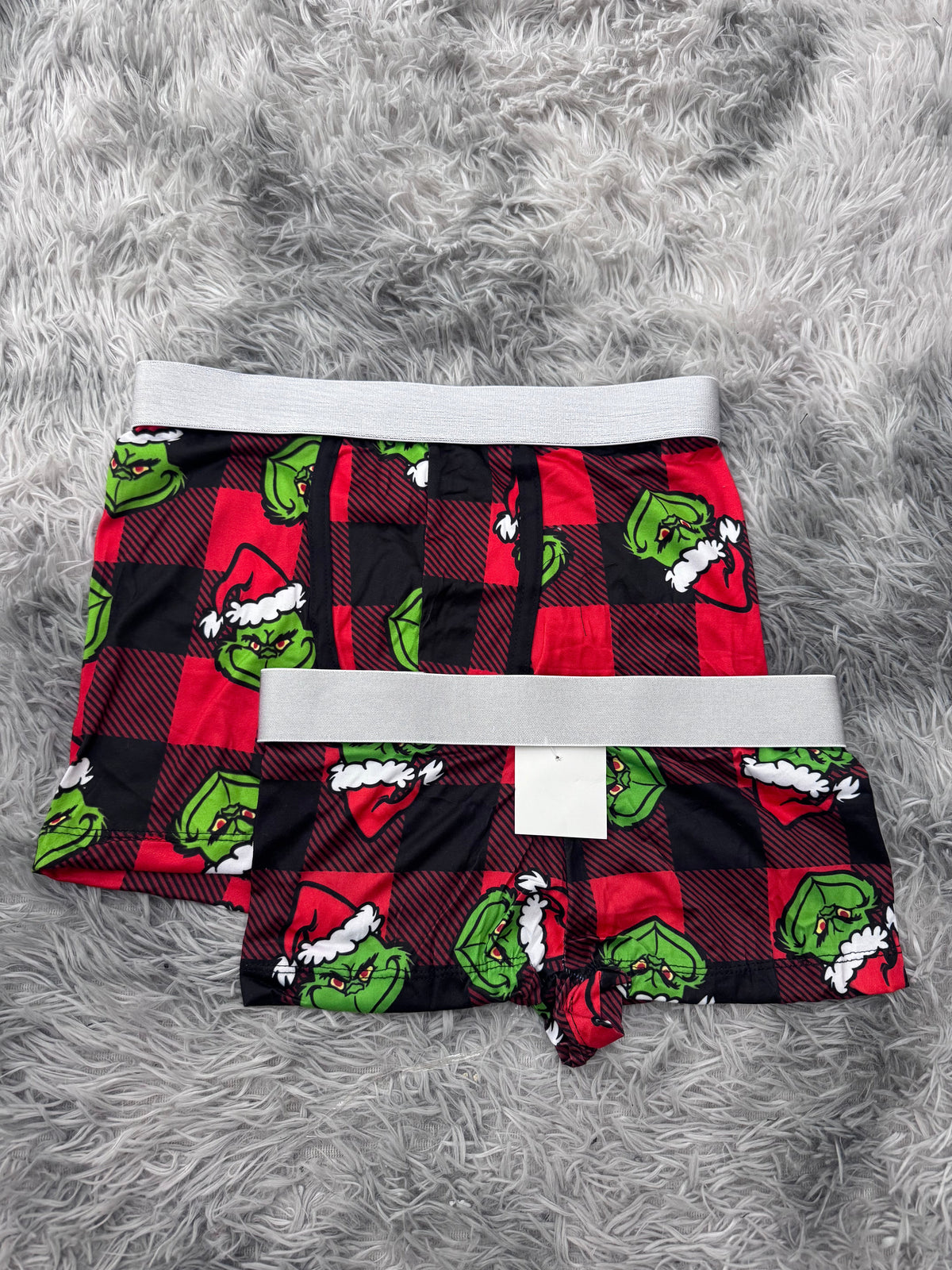 Grinch Plaid Red Matching Boxers