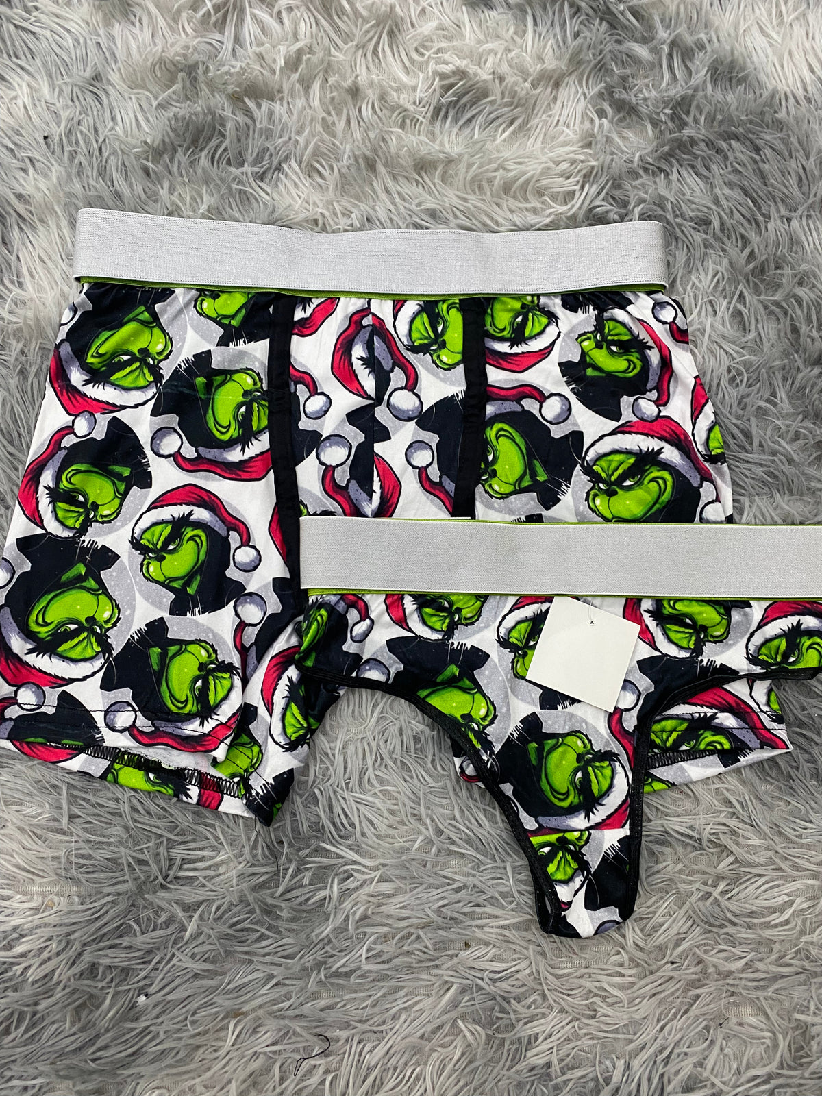 Grinch Hat White Background Matching Boxer & Thong
