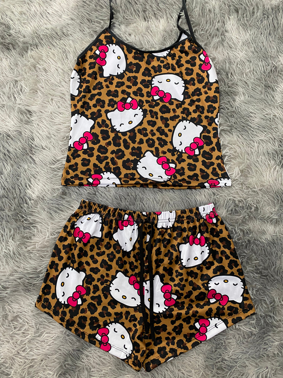 Kitty Animal Print Leopard Women's PJ Set - Shorts