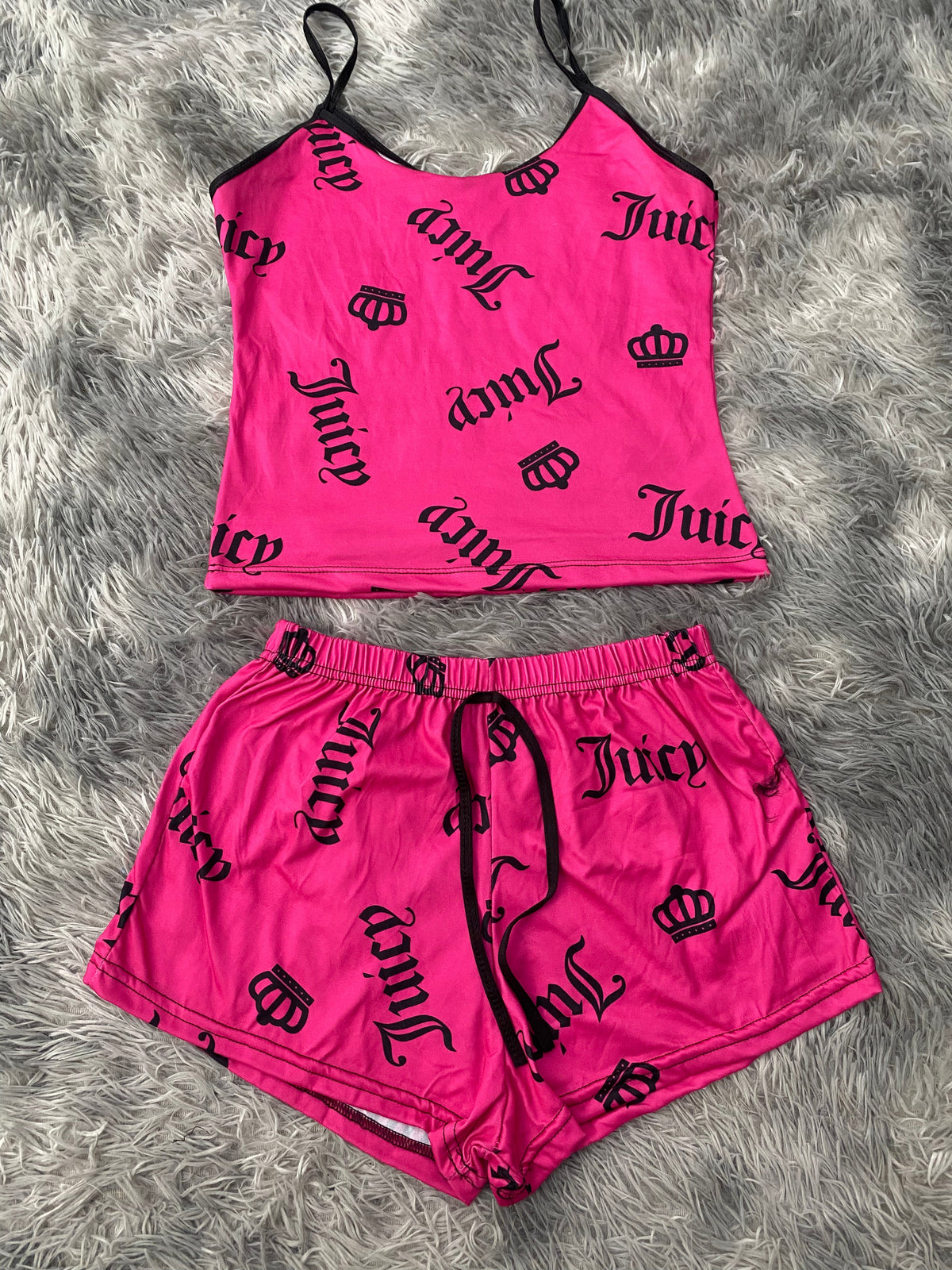 Juicy Pink Background Women's PJ Set - Shorts