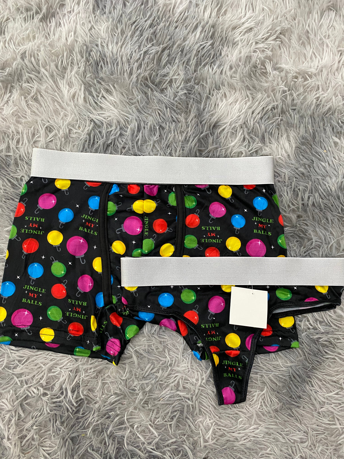 Ornaments Christmas Black Background Matching Boxer & Thong