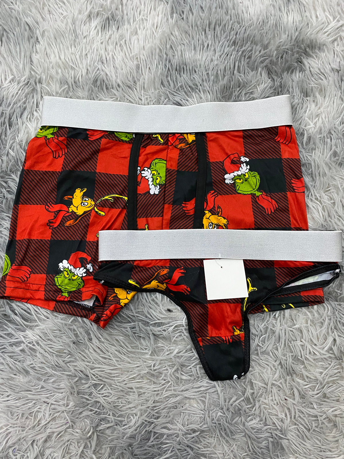 Grinch & Max Plaid Red Duo With Thong