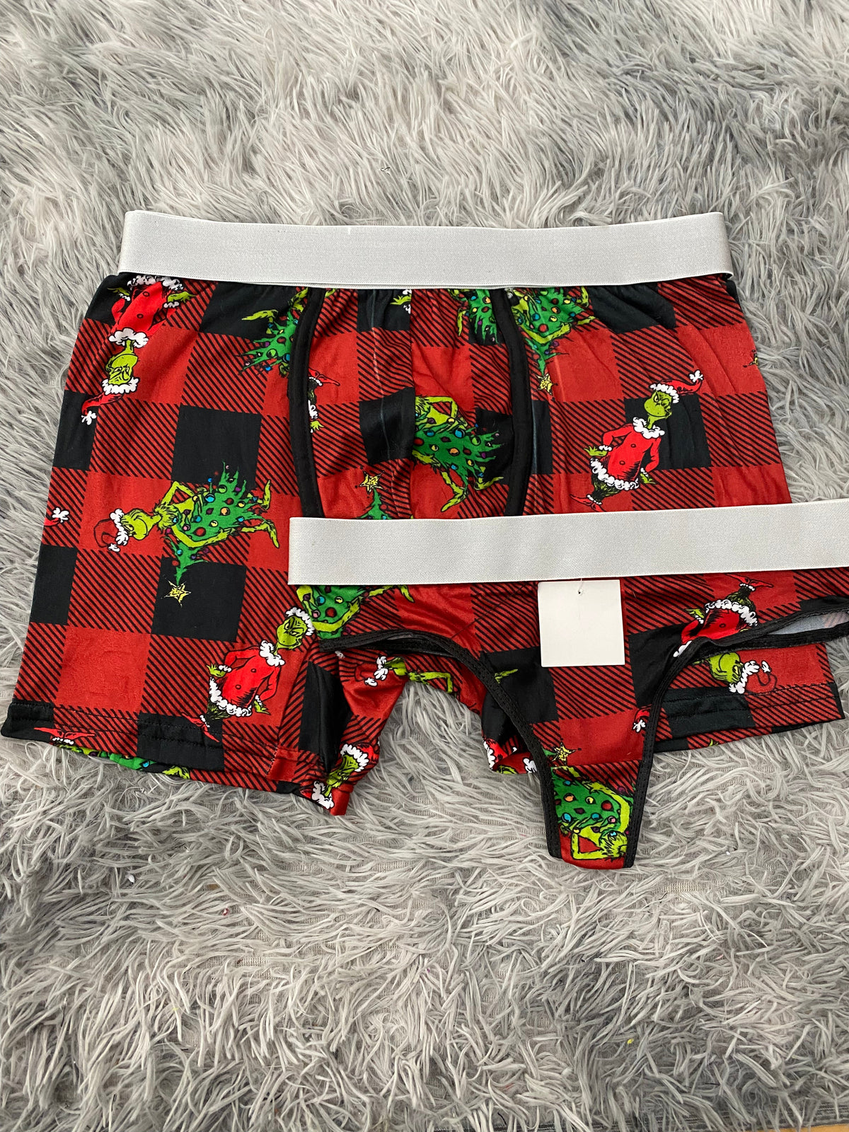 Grinch With Trees Christmas Plaid Red Duo With Thong