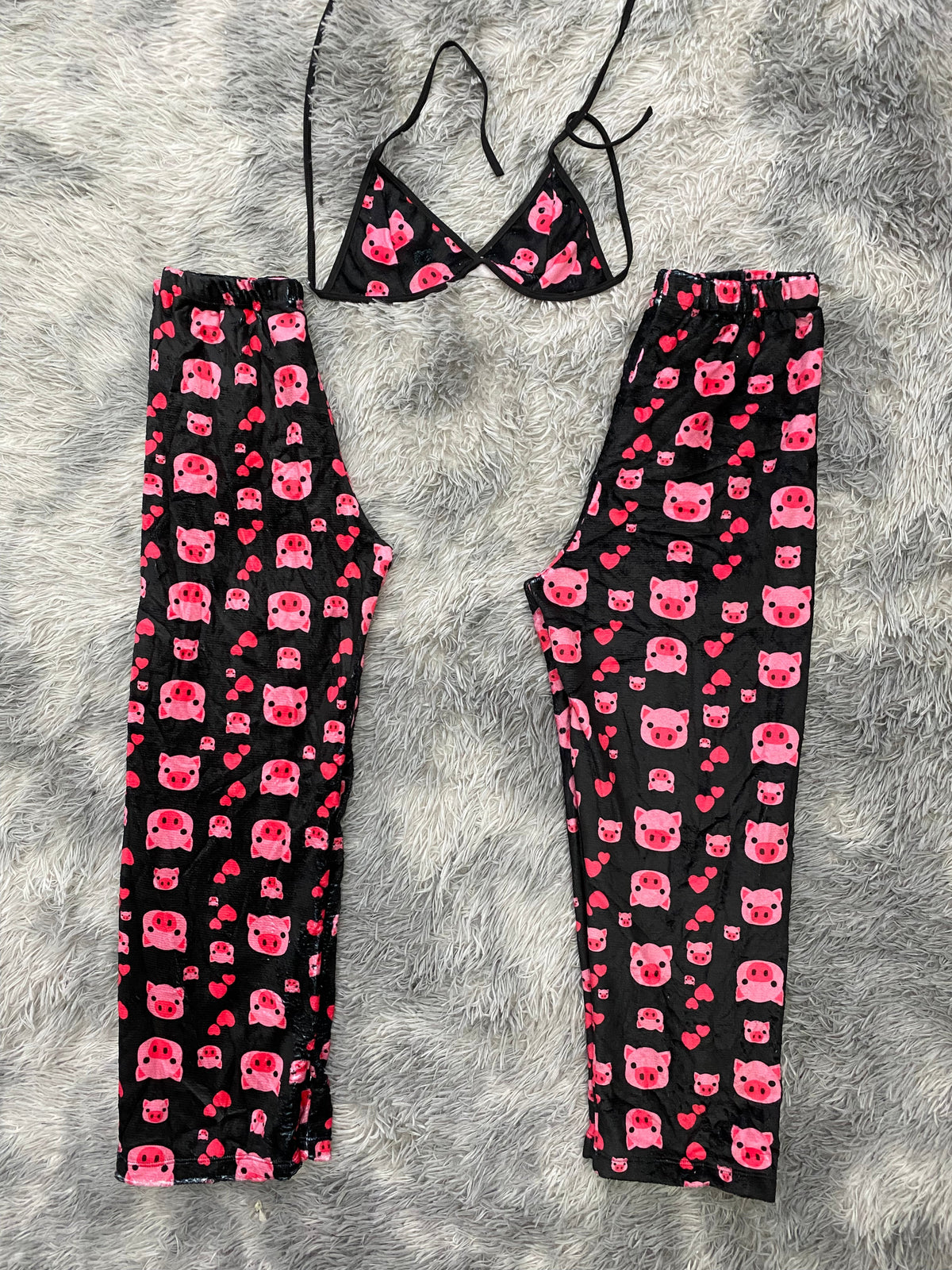 Piggies Black Background Matching Plushie PJs