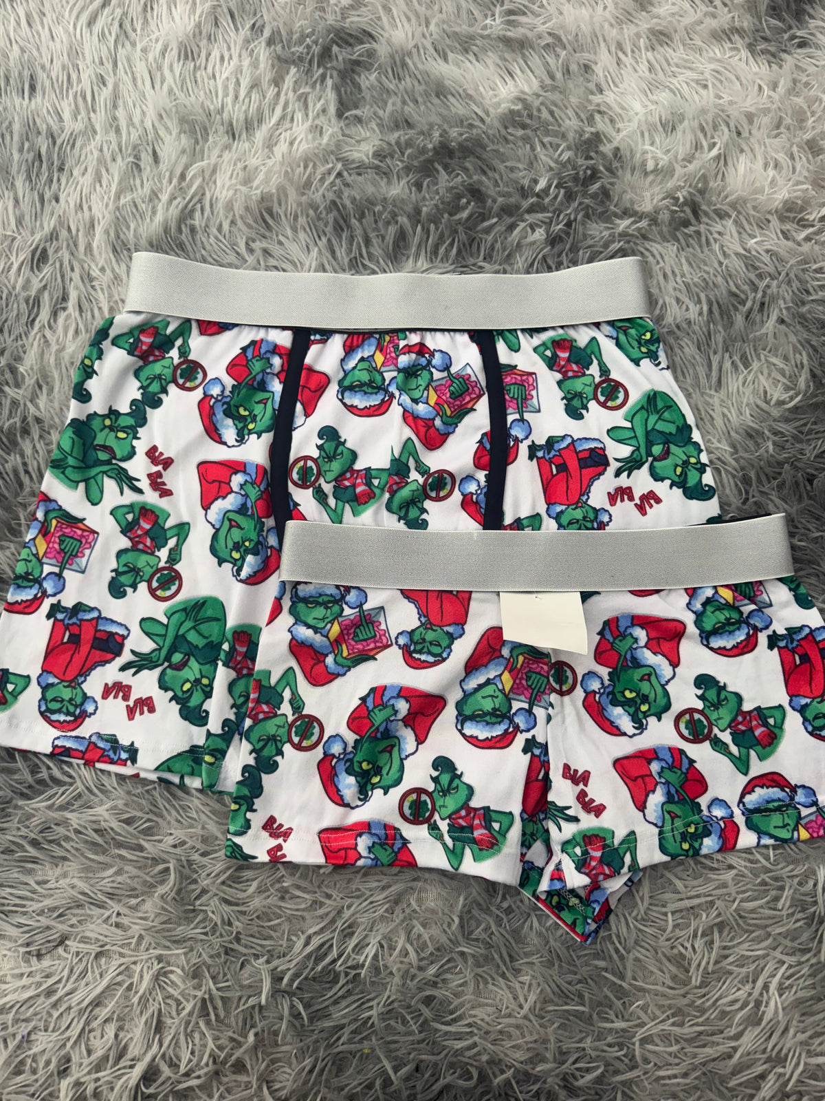 Grinch White Background Matching Boxers
