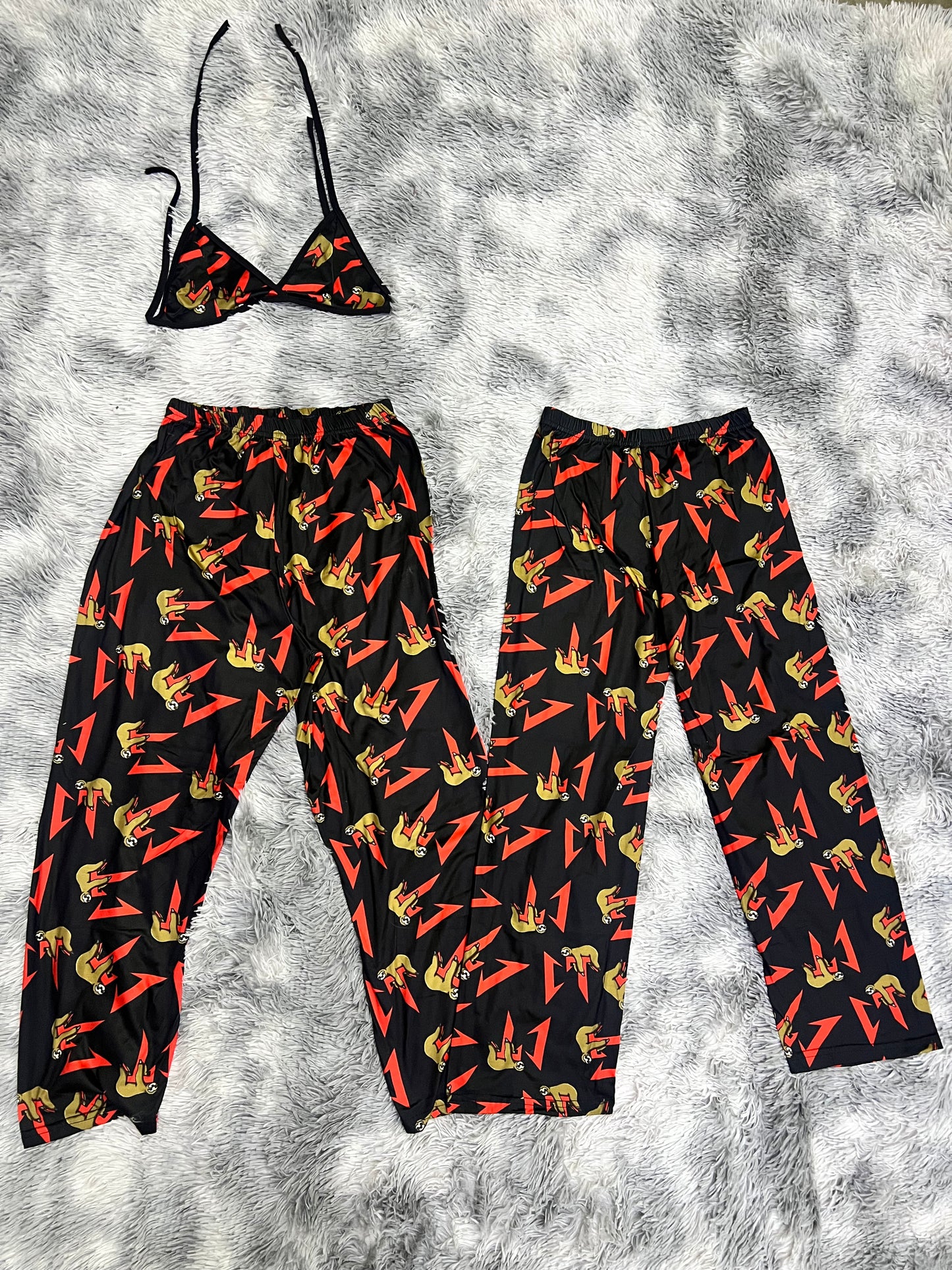 CT black and red plush pajama duo