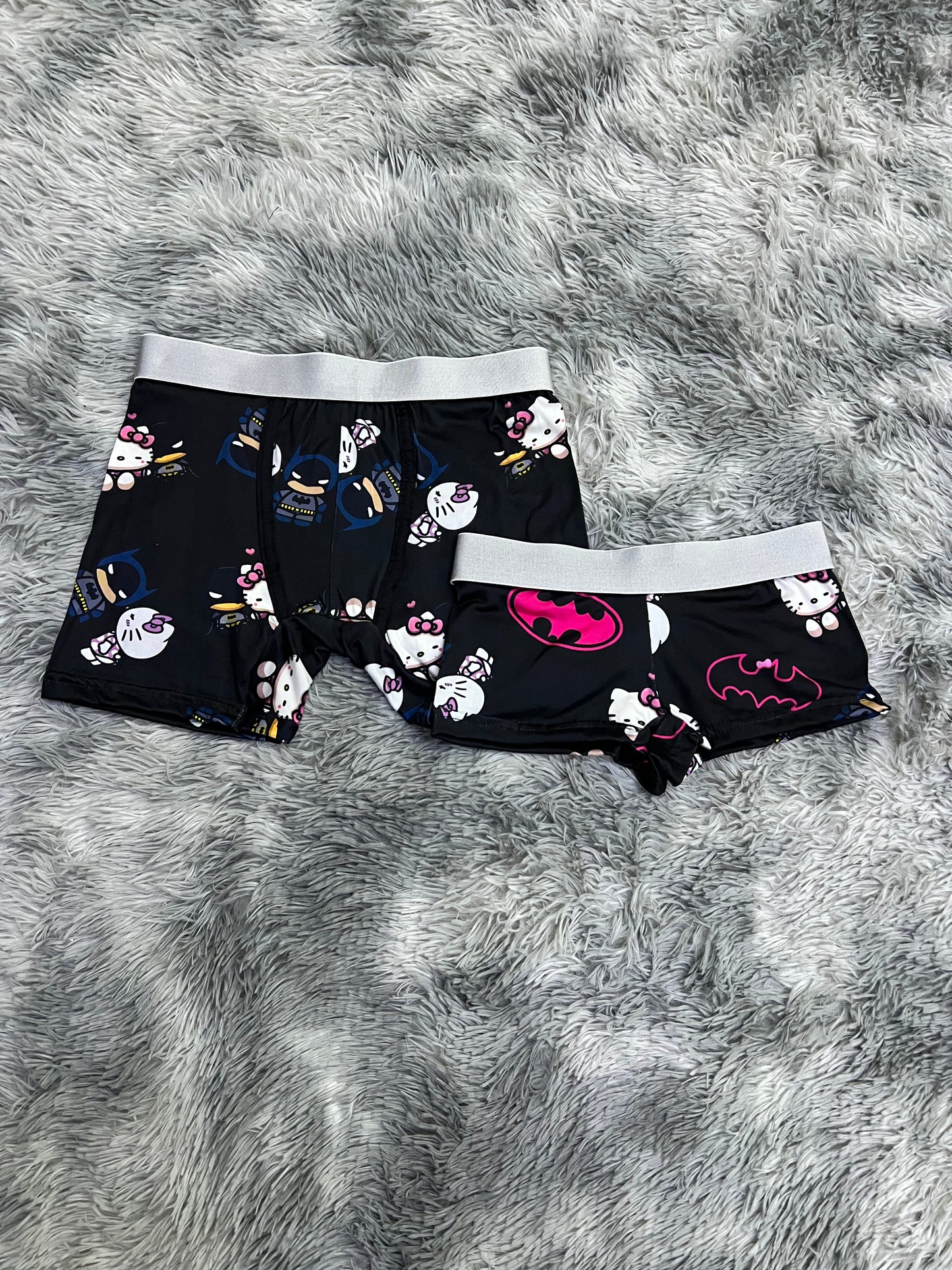 Hello kitty and Batman black background matching couples boxer underwear