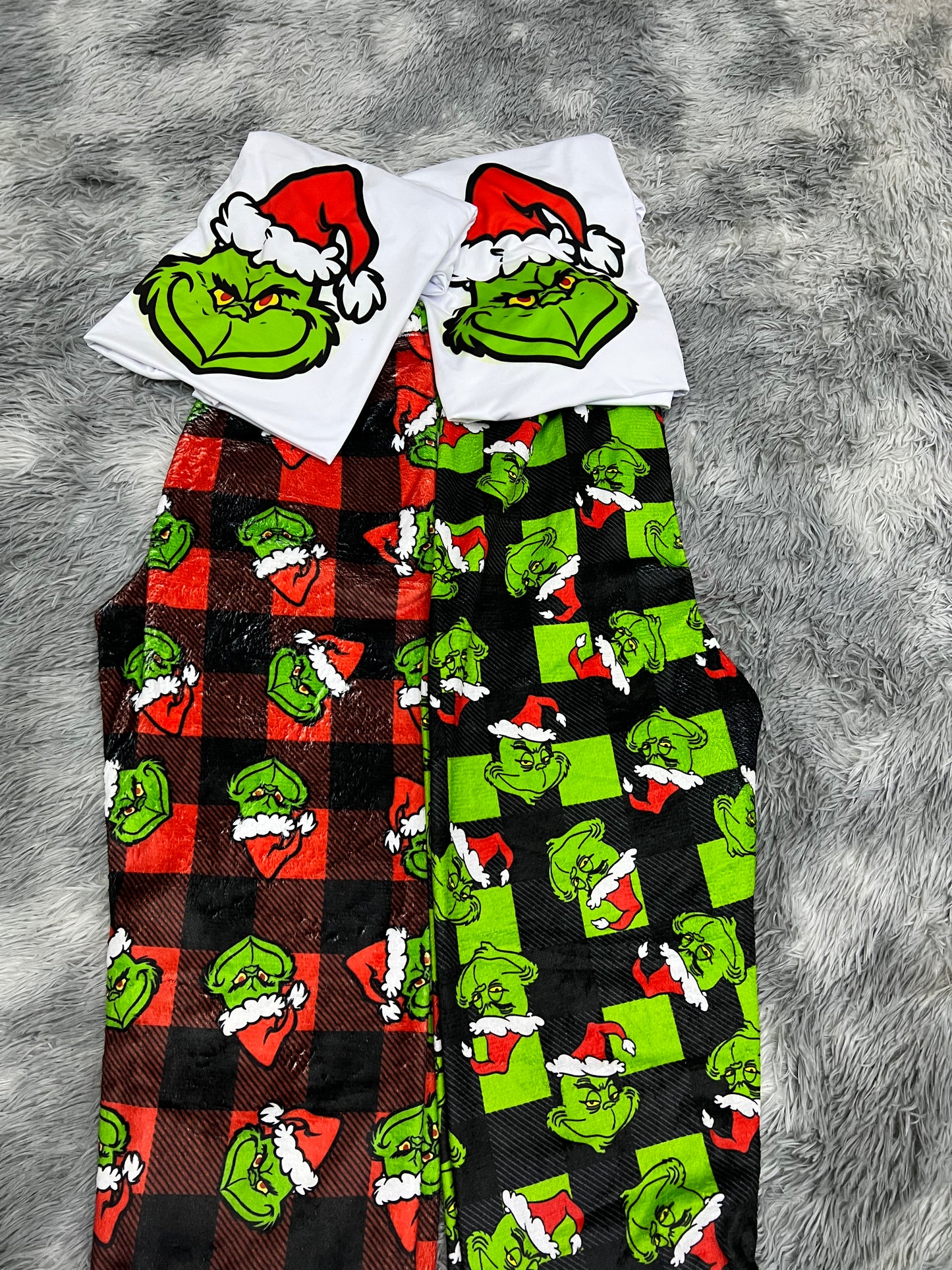 Grinch Matching plush pjs with T-shirt Christmas