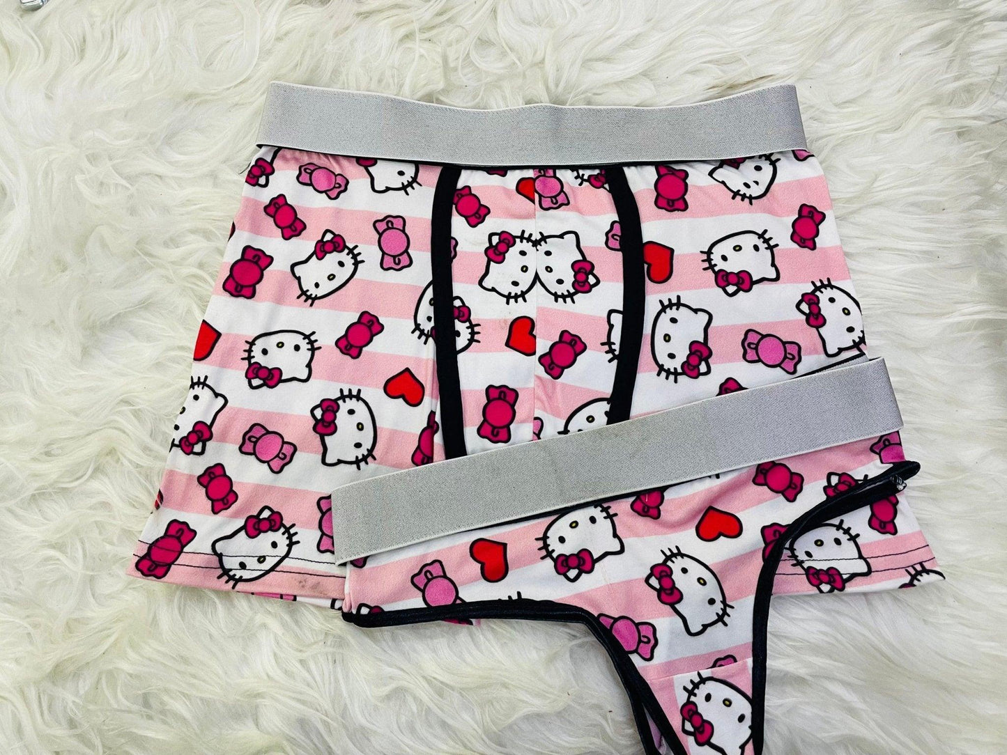 Hello Kitty Stripes Pink Duo With Thong - Fundies