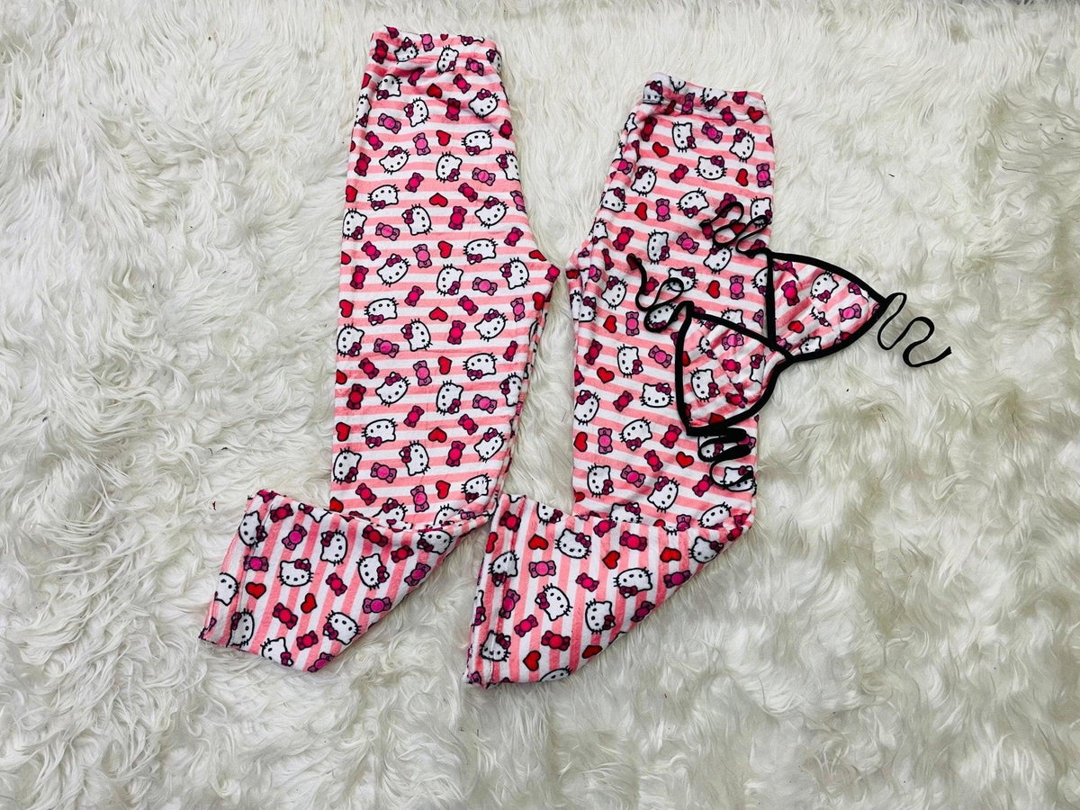Kitty Striped Matching Plushie PJs