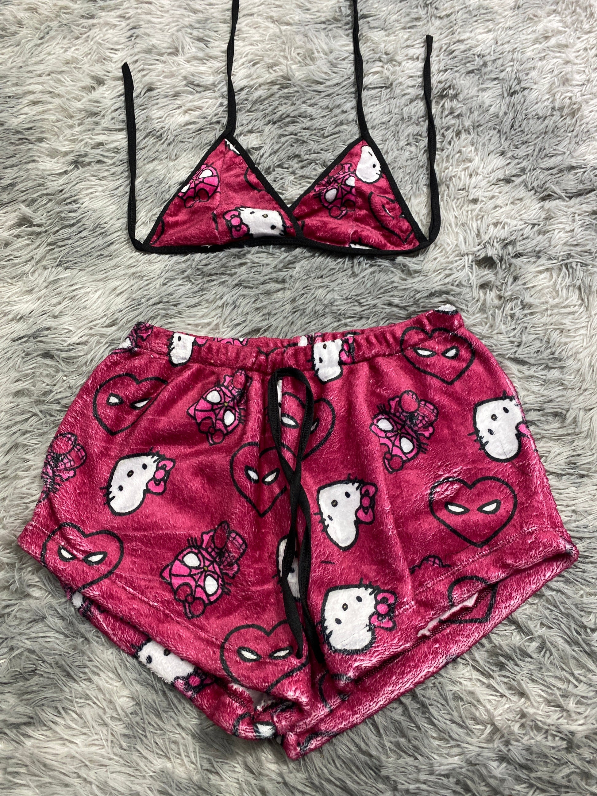 Spider-Man With Hello Kitty Heart Matching Top & Short - Fundies