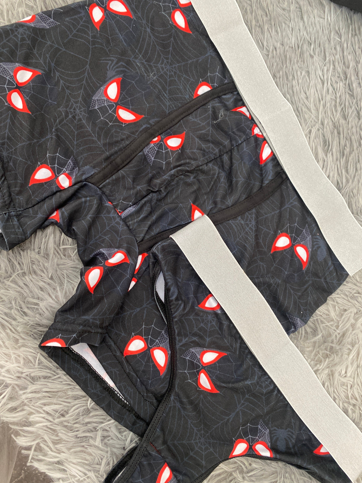 Spidey Eyes Red Webs Black Background Duo With Thong