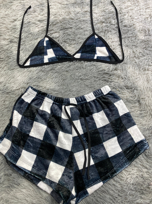 Plaid White And Black Matching Top & Short - Fundies