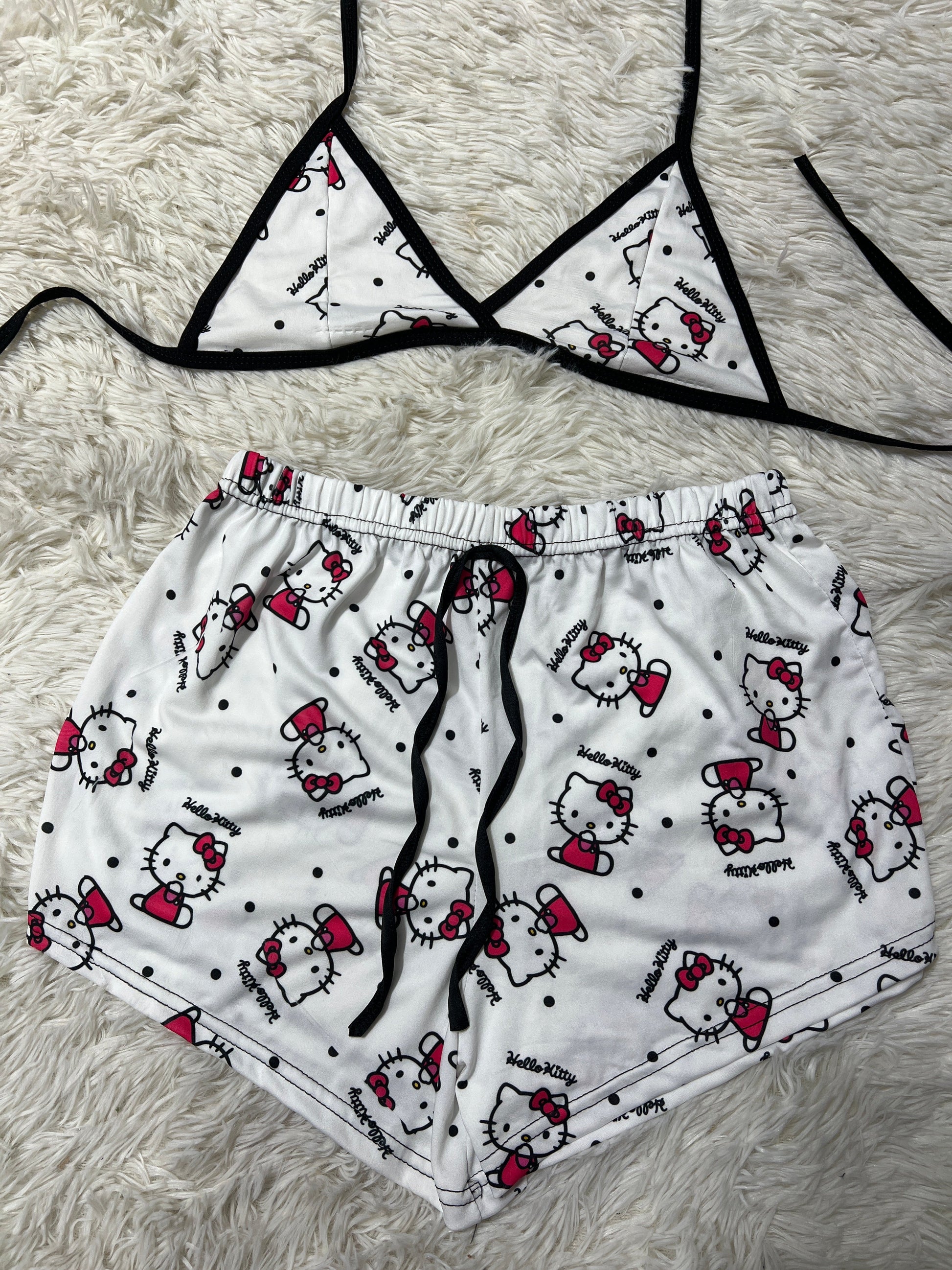 Hello Kitty Dots White Brush Matching Top & Short - Fundies