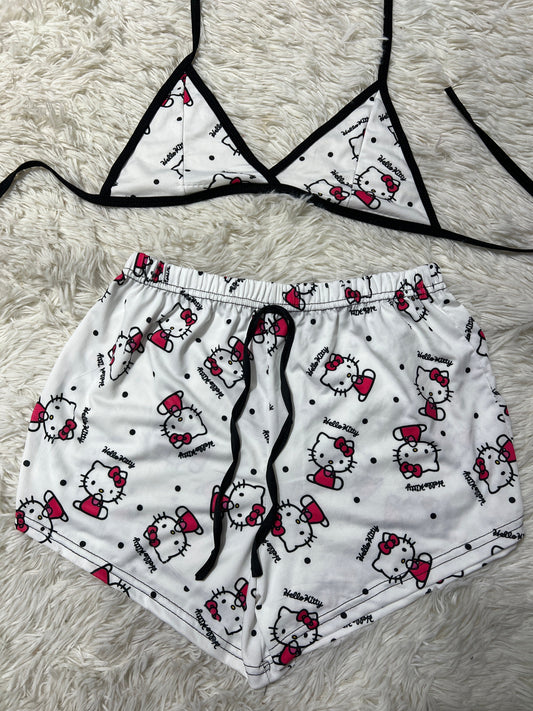 Hello Kitty Dots White Brush Matching Top & Short - Fundies