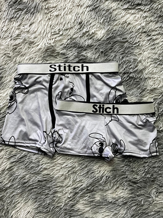 Gray stitch matching couples boxer underwear
