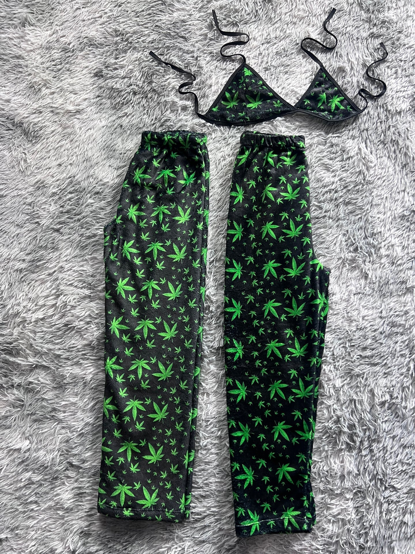 Grass Background Black Matching Plushie PJs - Fundies