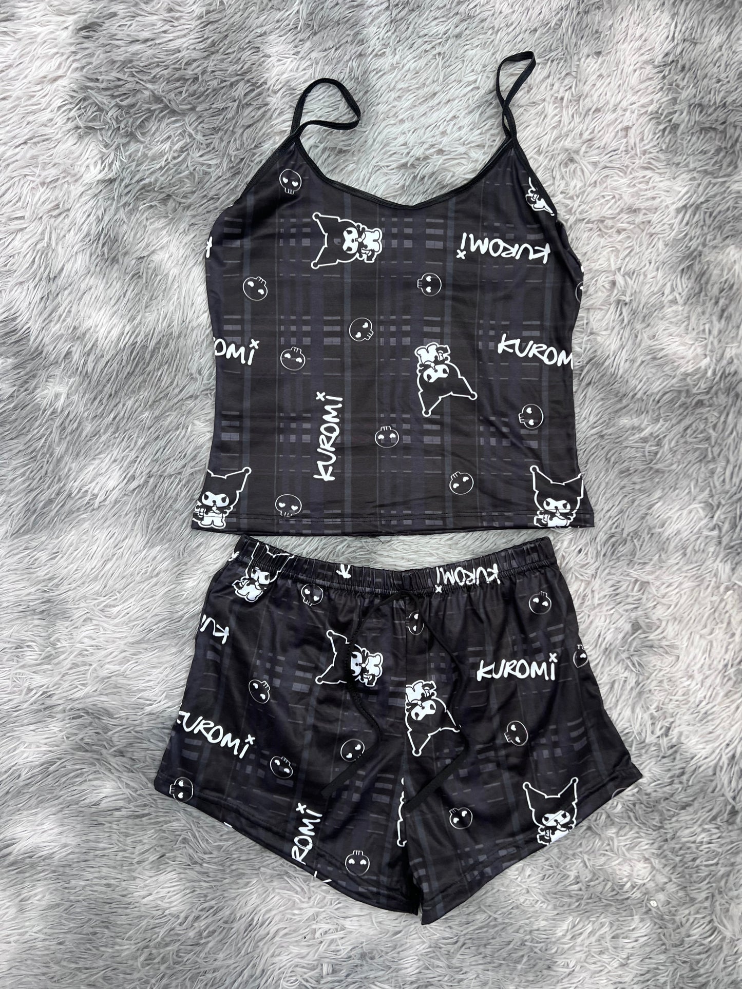 Kuromi Plaid Black Women's Pajama Set - Fundies