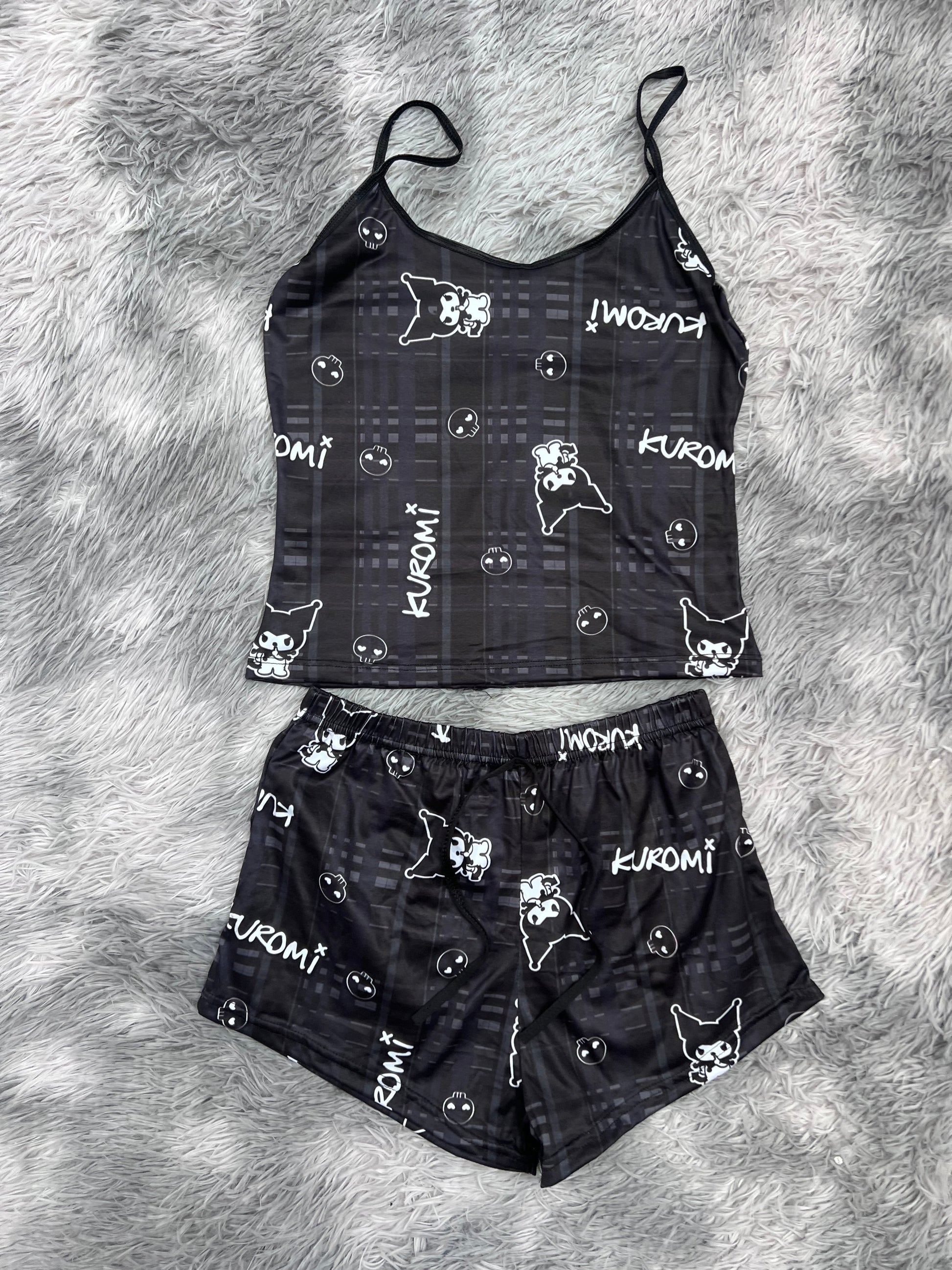Kuromi Plaid Black Women's Pajama Set - Fundies