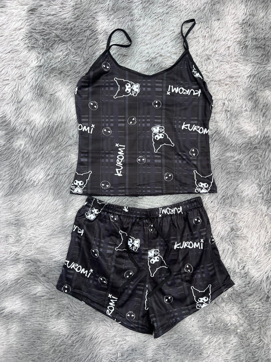 Kuromi Plaid Black Women's Pajama Set - Fundies