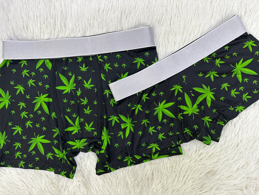 Weed couples matching underwear boxer and boxer