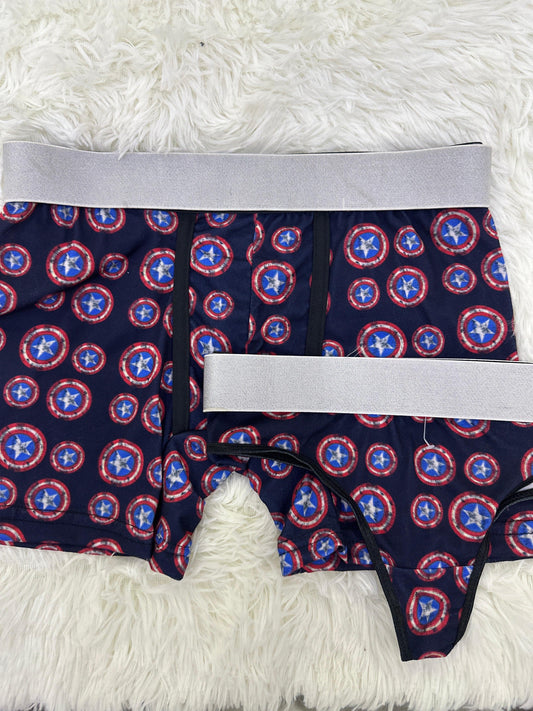 Captain America's shield matching couples underwear - Fundies