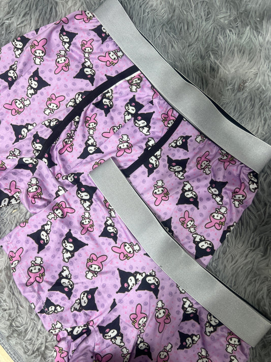 Calaveritas Kuromi And My Melody Background Matching Boxers