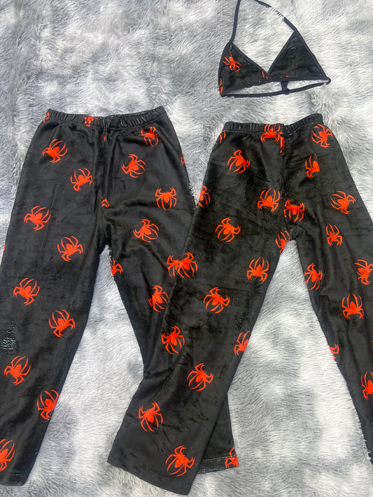 Black spider plush pajama duo