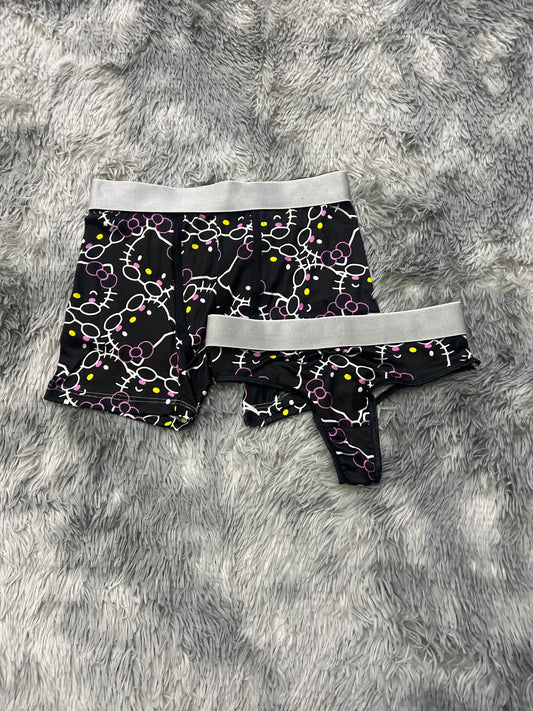 Hello kitty black web matching underwear