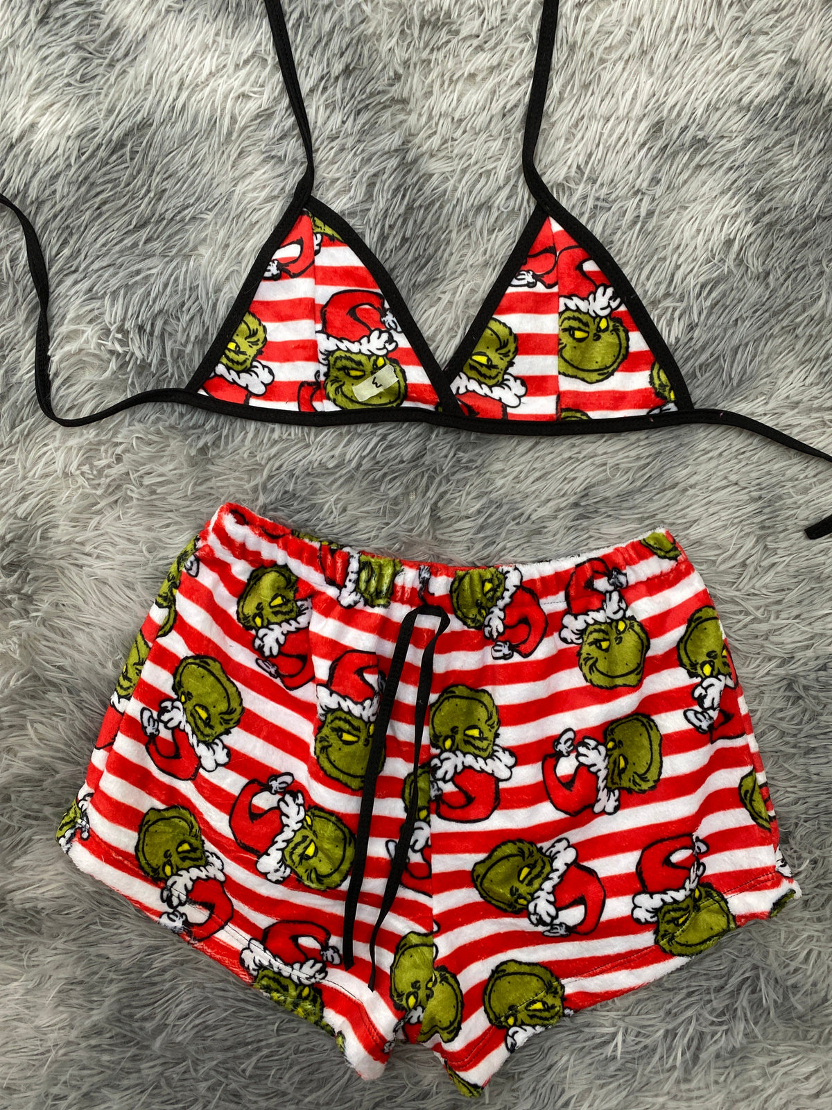 Grinch Striped Red & White Top And Short - Plush