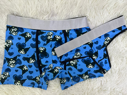 kuromi hearts blue couples matching underwear