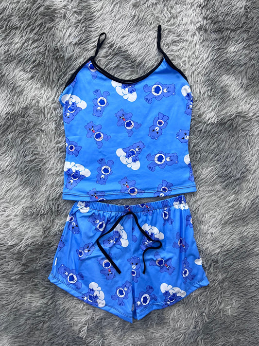 Little Bear Care Bear Blue Blusa With Short One Size Of Brush Matching Top & Short - Fundies