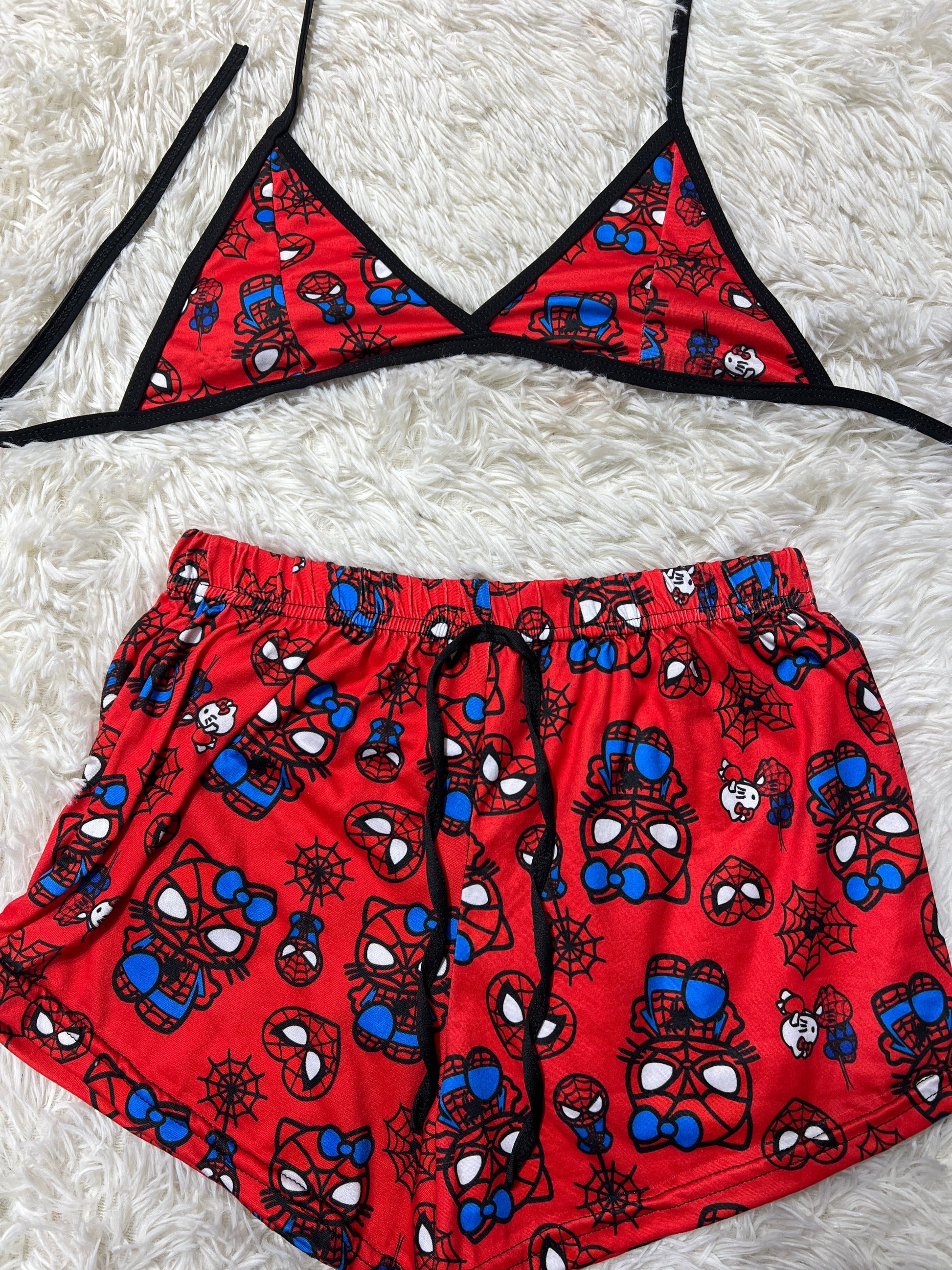 SpiderKitty Red Brush Matching Top & Short - Fundies