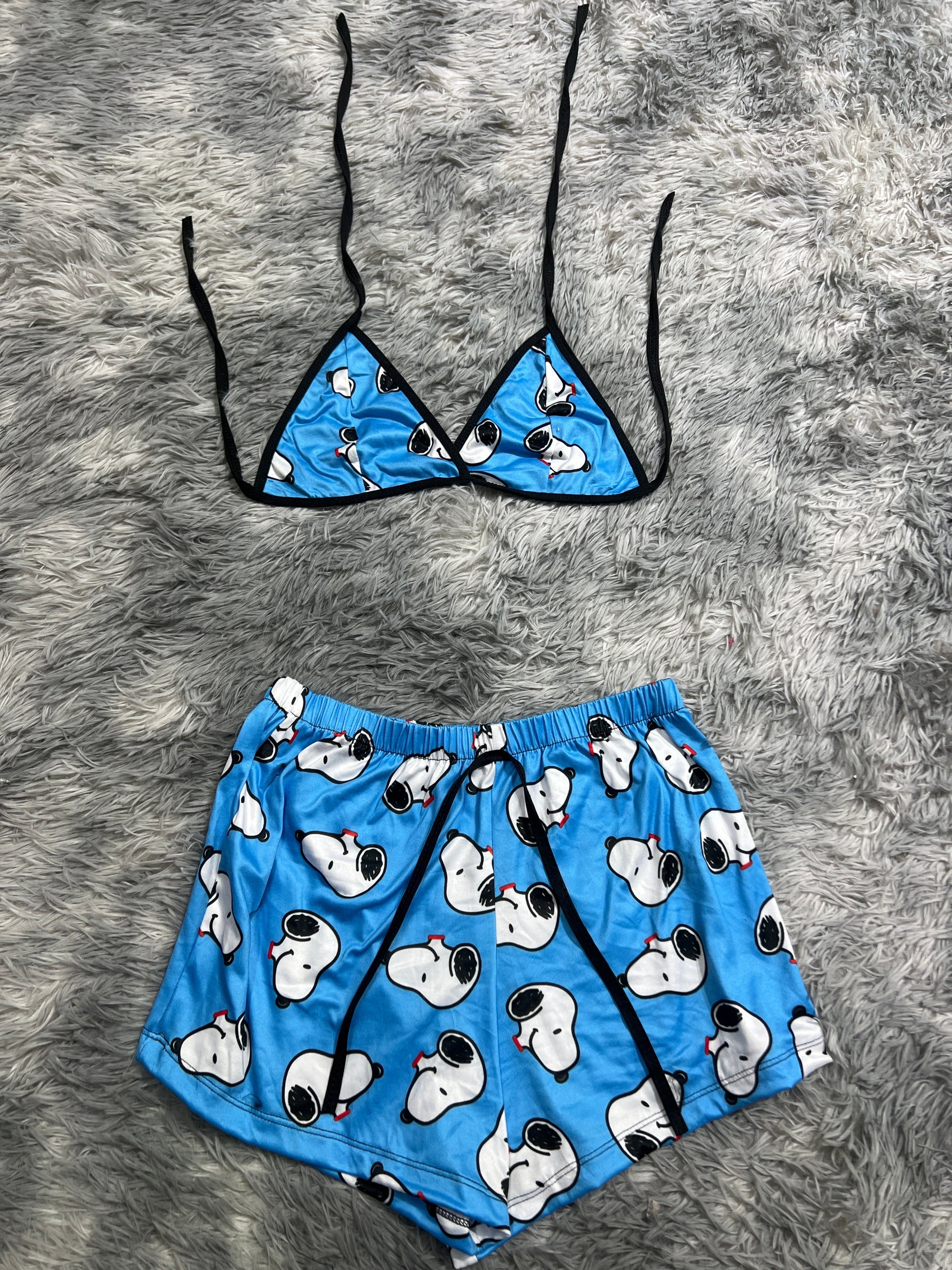 Snoopy Blue Face Brush Matching Top & Short - Fundies